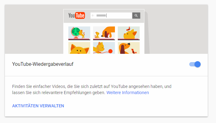 Screenshot Google Youtube Wiedergabeverlauf